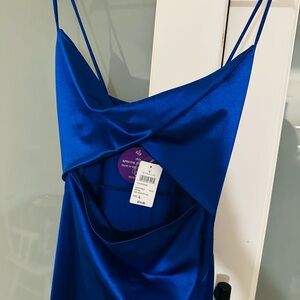 Windsor Royal Blue Prom Elegant Evening Gown Dress New Long Slit Peek a Boo